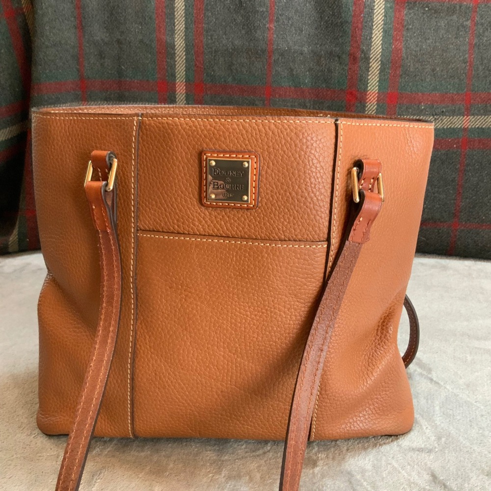 Dooney & Bourke Pebble Grain Small Lexington Tote Caramel Tan Leather Bag